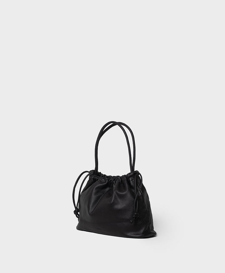 Mittelgrosse Knot Bag aus weichem Leder - Schwarz