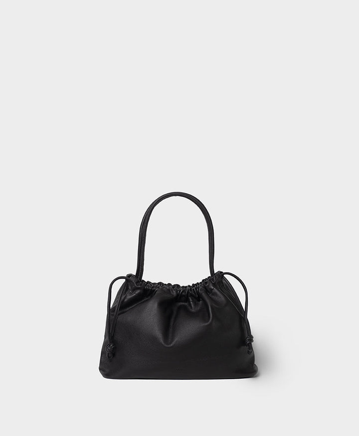 Mittelgrosse Knot Bag aus weichem Leder - Schwarz