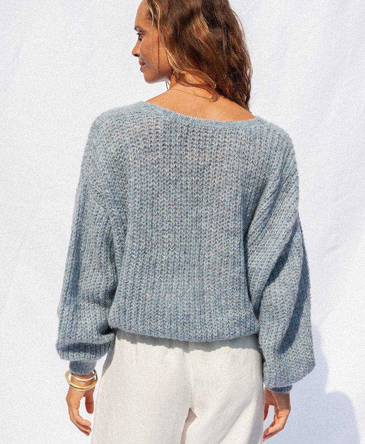 Leichter Strick - Wickelcardigan VEGA - Hellblau - JUNGLE FOLK - clomes