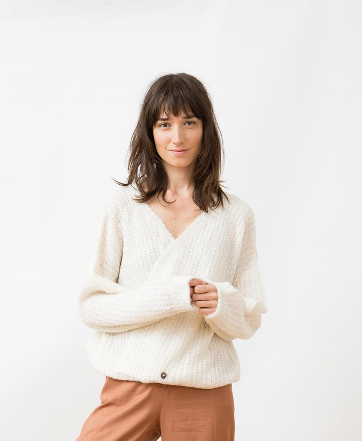 Leichter Strick - Wickelcardigan VEGA - Ivory - JUNGLE FOLK - clomes