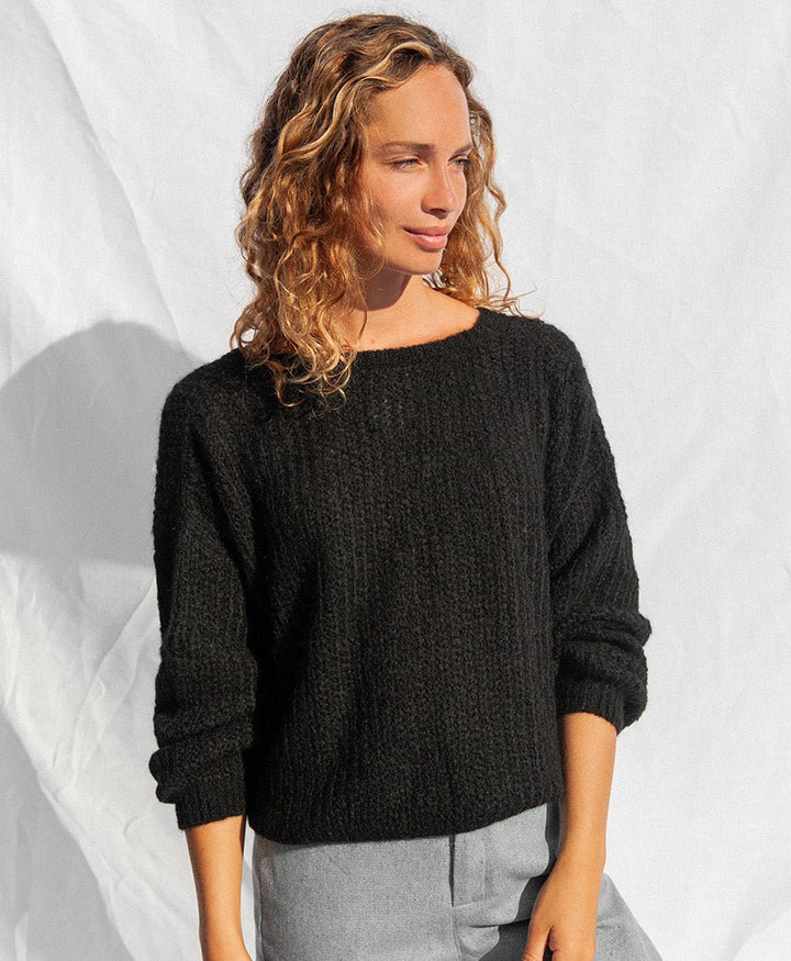 Leichter Strick - Wickelcardigan VEGA - Schwarz - JUNGLE FOLK - clomes