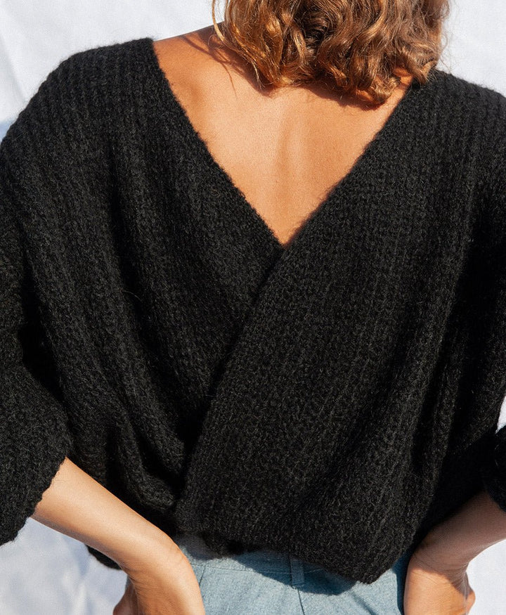 Leichter Strick - Wickelcardigan VEGA - Schwarz - JUNGLE FOLK - clomes