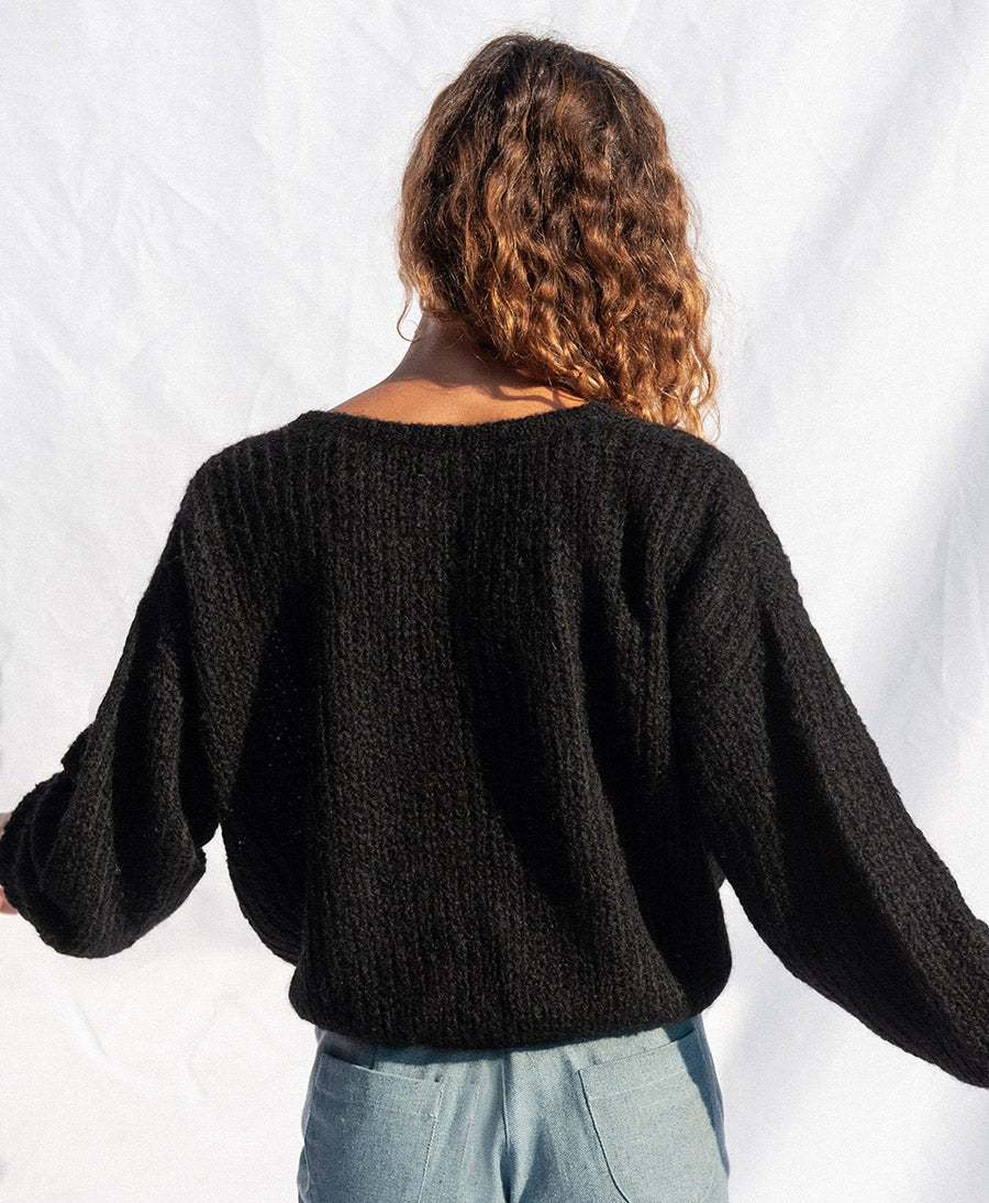 Leichter Strick - Wickelcardigan VEGA - Schwarz - JUNGLE FOLK - clomes