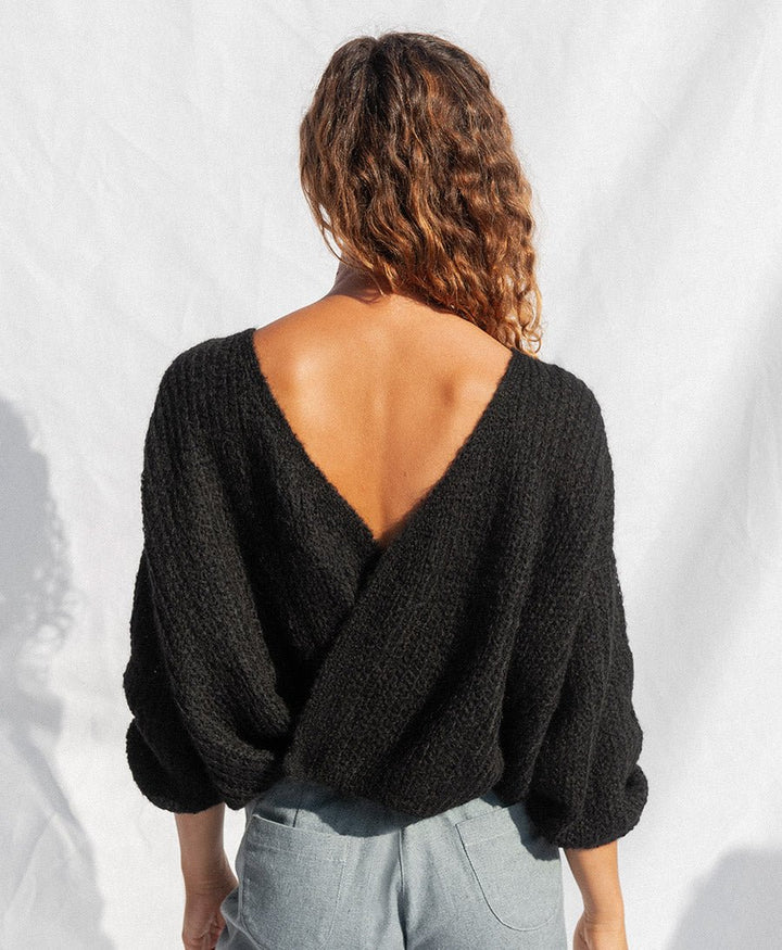Leichter Strick - Wickelcardigan VEGA - Schwarz - JUNGLE FOLK - clomes