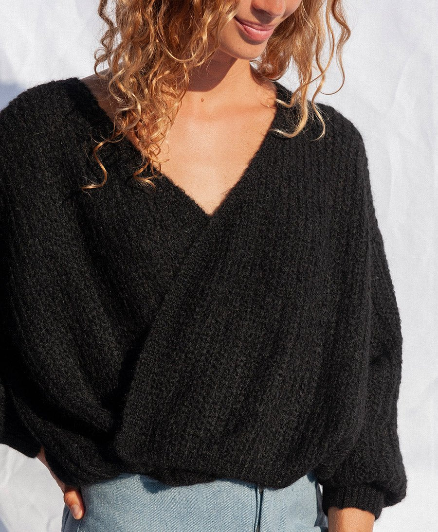 Leichter Strick - Wickelcardigan VEGA - Schwarz - JUNGLE FOLK - clomes