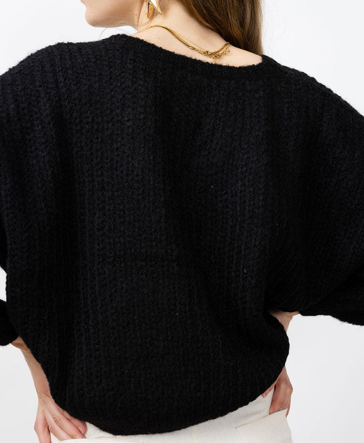Leichter Strick - Wickelcardigan VEGA - Schwarz - JUNGLE FOLK - clomes