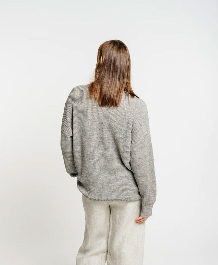 Leichter Strickpullover aus Alpakawolle & Seide - Grau - LAUDE the Label - clomes