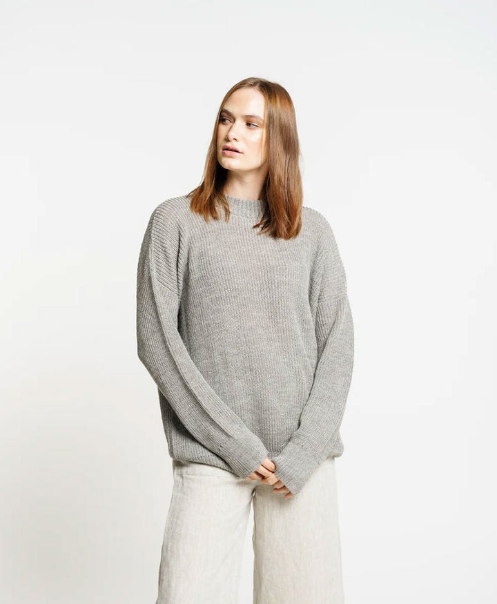 Leichter Strickpullover aus Alpakawolle & Seide - Grau - LAUDE the Label - clomes