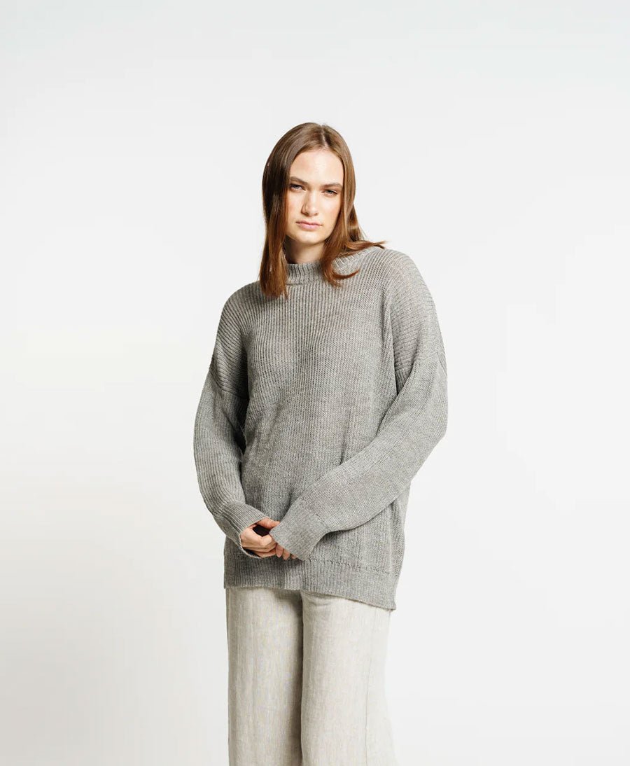 Leichter Strickpullover aus Alpakawolle & Seide - Grau - LAUDE the Label - clomes
