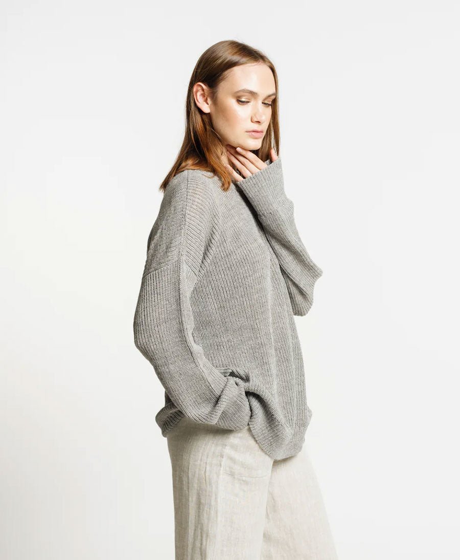 Leichter Strickpullover aus Alpakawolle & Seide - Grau - LAUDE the Label - clomes