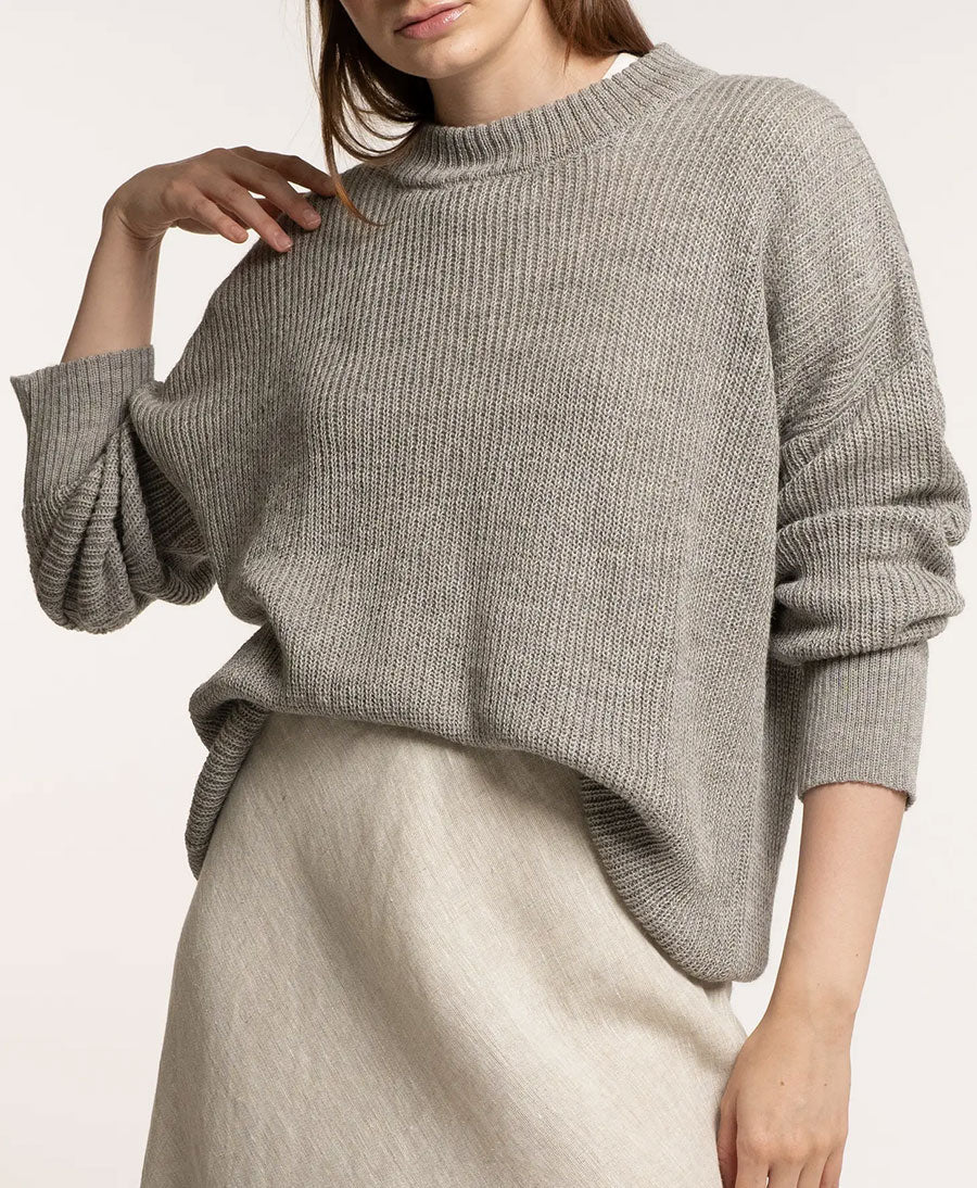 Leichter Strickpullover aus Alpakawolle & Seide - Grau - LAUDE the Label - clomes