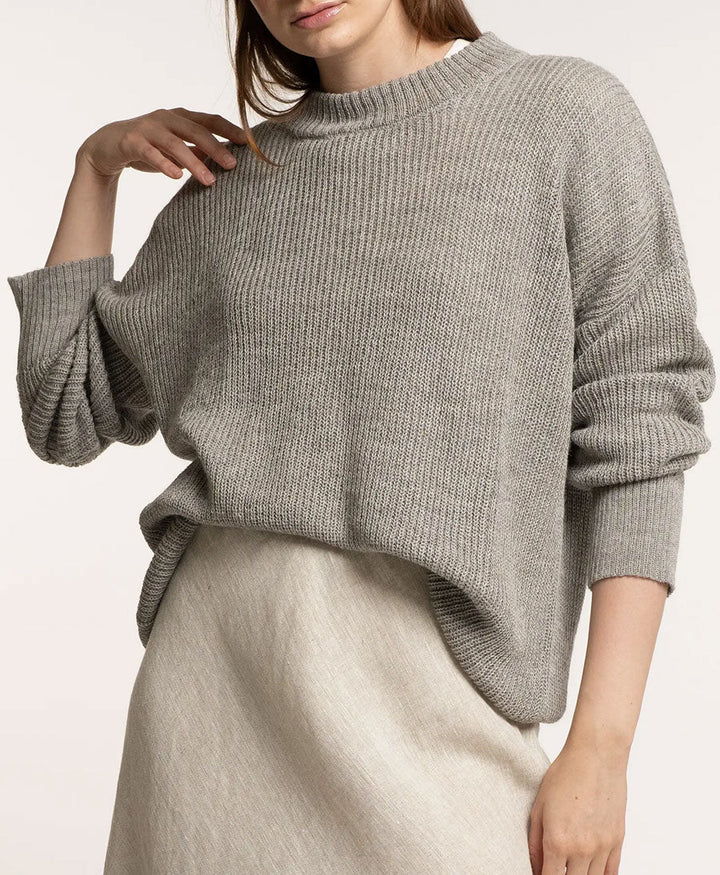 Leichter Strickpullover aus Alpakawolle & Seide - Grau - LAUDE the Label - clomes