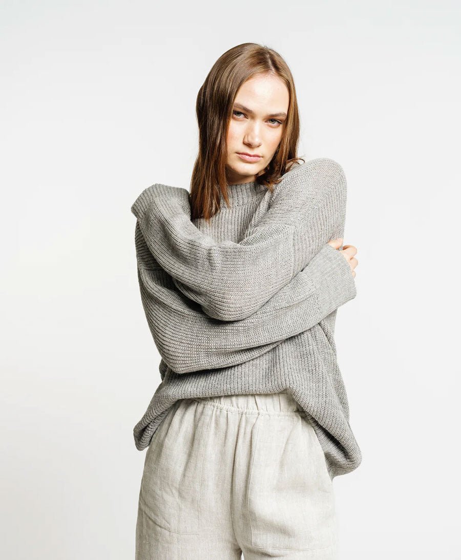 Leichter Strickpullover aus Alpakawolle & Seide - Grau - LAUDE the Label - clomes