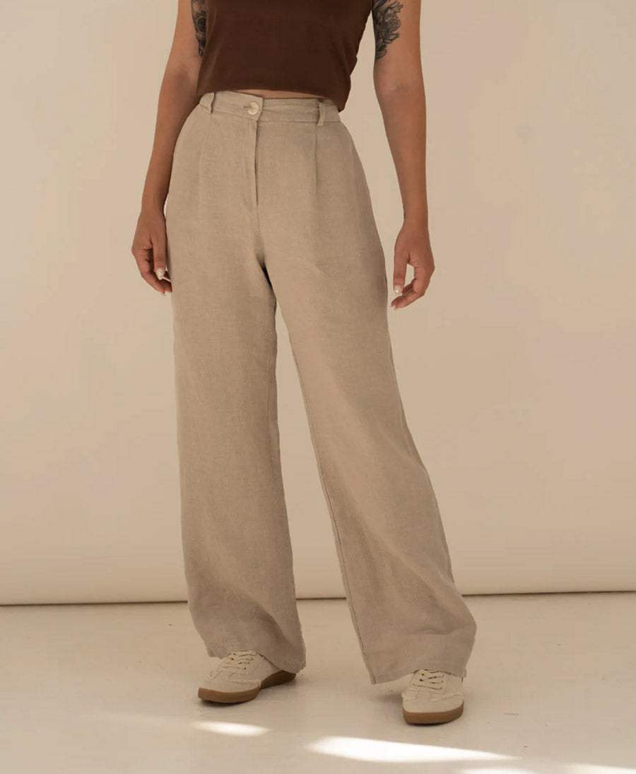 Hose Mara aus Leinen - Natur