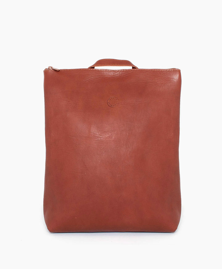 Lederrucksack mit Reissverschluss - Braun