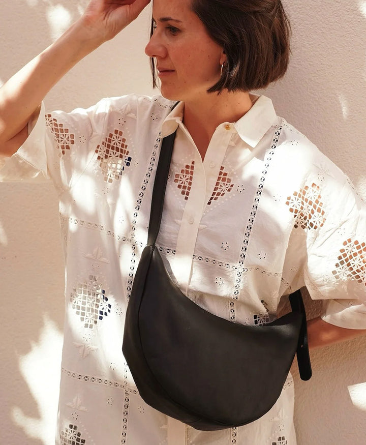 Lune Bag Bauchtasche aus Leder - Schwarz