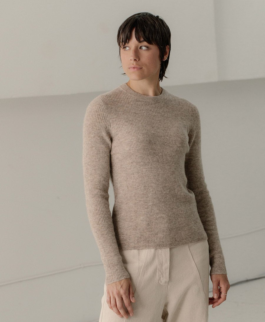 Marin Rib Top aus Alpakawolle - Beige - BARE Knitwear - clomes