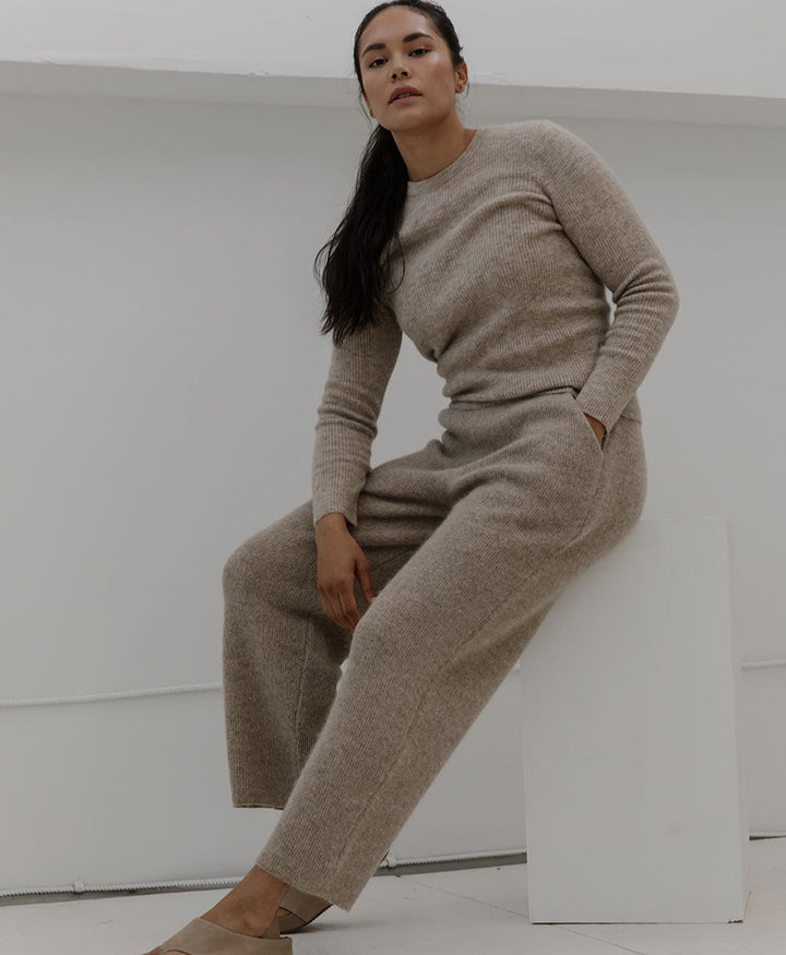 Marin Rib Top aus Alpakawolle - Beige - BARE Knitwear - clomes