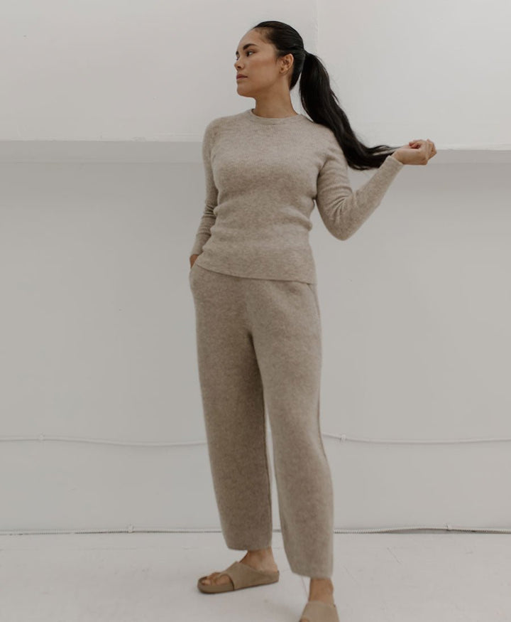 Marin Rib Top aus Alpakawolle - Beige - BARE Knitwear - clomes