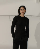 Rib Top Marin Bare Knitwear in Schwarz
