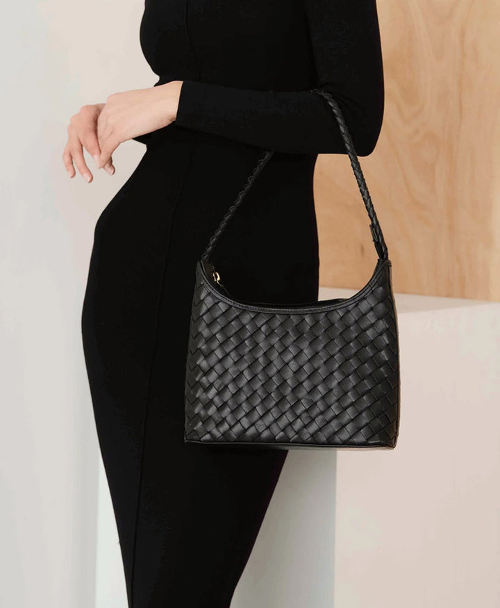 Gewebte Ledertasche "MARNI SMALL" - Schwarz