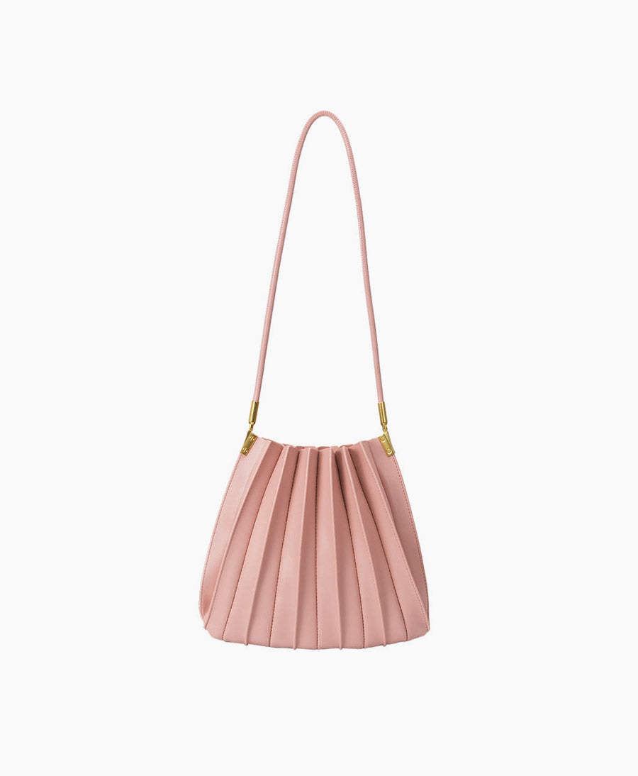 Plissierte Schultertasche CARRIE aus veganem Leder - Rosa