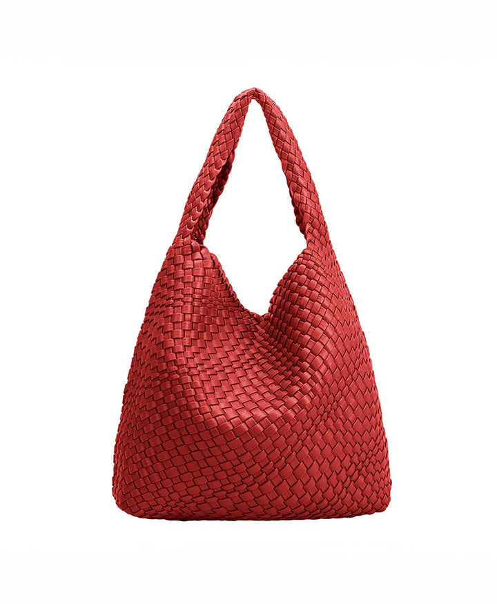 Gewebte Schultertasche JOHANNA aus veganem Leder - Rot