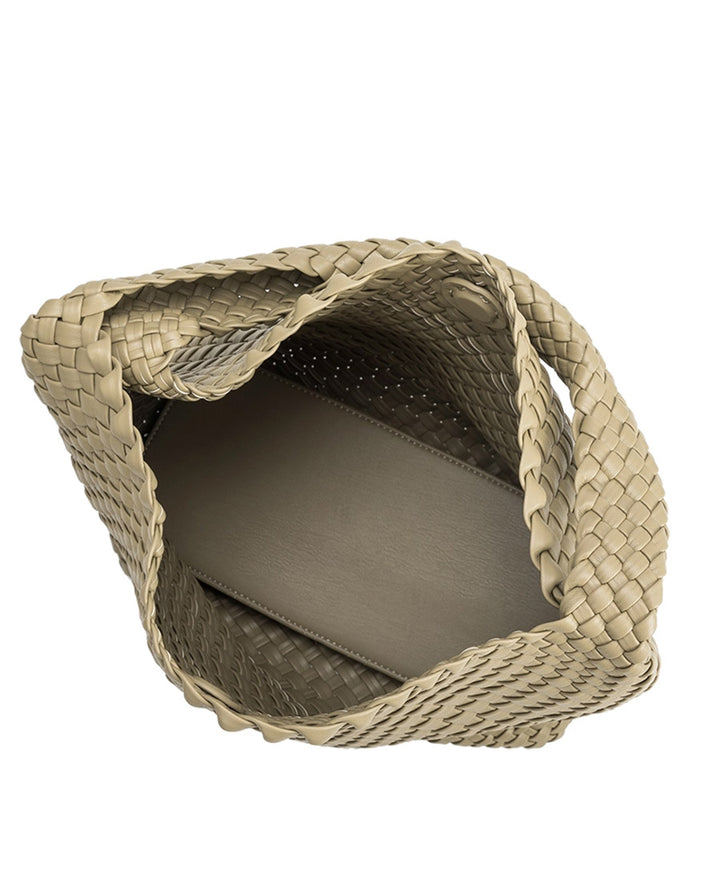Gewebte Schultertasche JOHANNA aus veganem Leder - Pastellgrün
