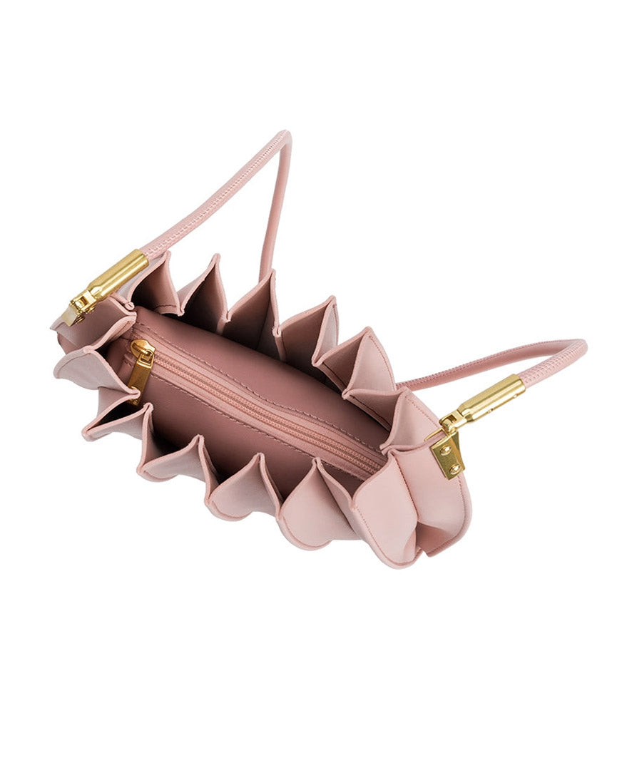 Plissierte Schultertasche CARRIE aus veganem Leder - Rosa