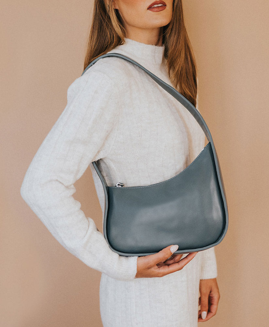 Schultertasche WILLOW aus veganem Leder - Slate