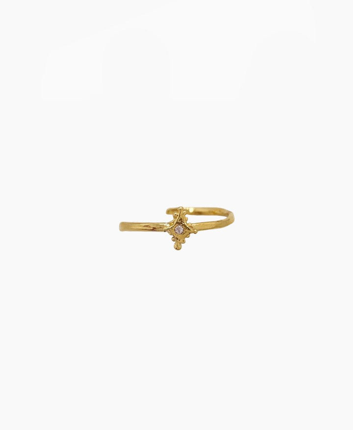 Meteor Ring vergoldet mit hellem Stein - verstellbar - Elise Tsikis - clomes