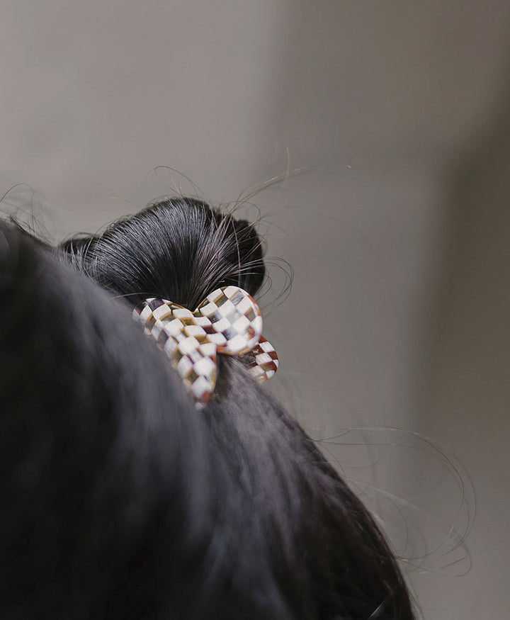 Mini Haarklammer CARMELLA (S) aus Acetat - Karo