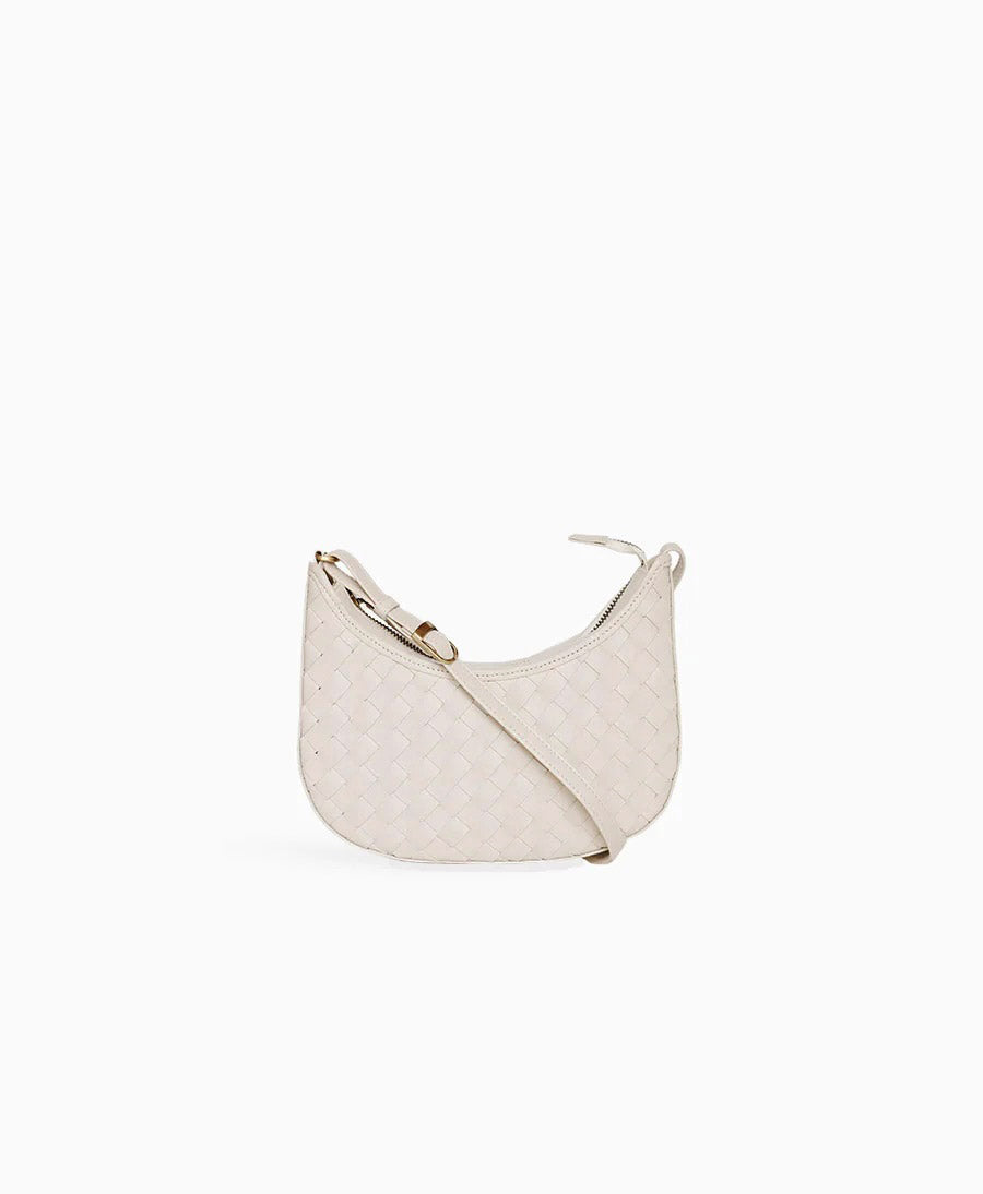 Gewebte Umhängetasche "Mini Sling" - Carré Weave Cream