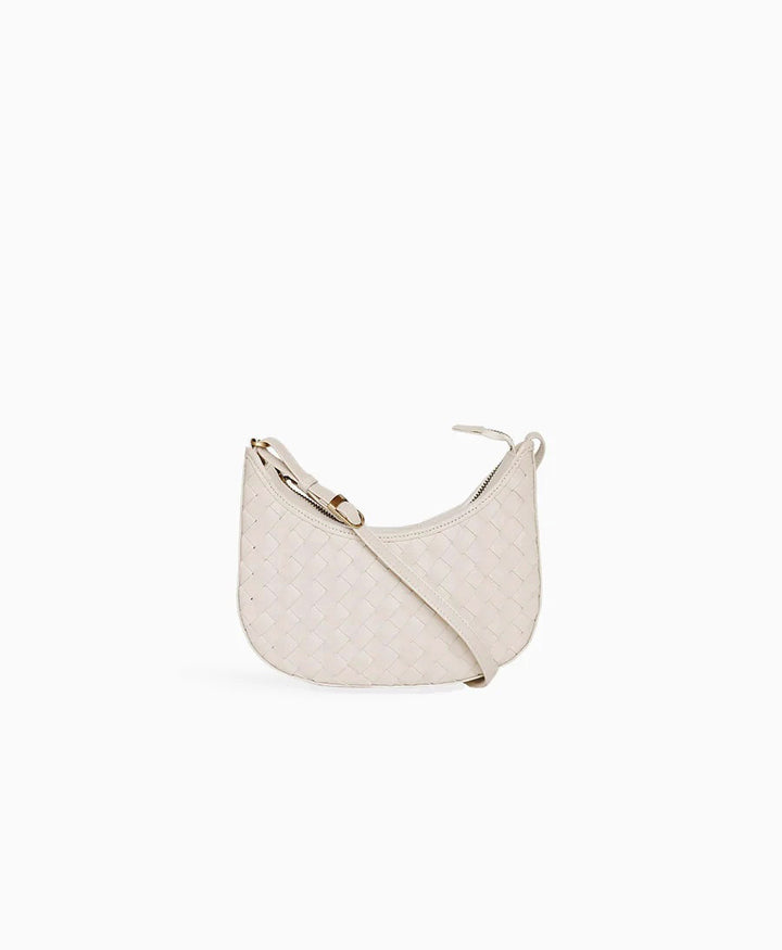 Gewebte Umhängetasche "Mini Sling" - Carré Weave Cream