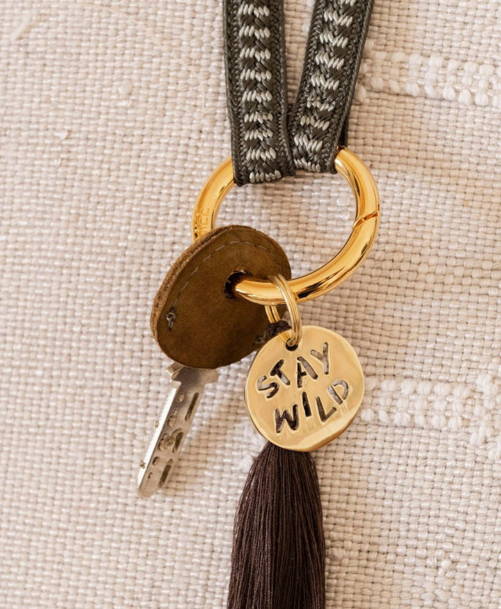 Kurzes Schlüsselband "Zahra Mini" mit vergoldetem Karabiner - Artichoke