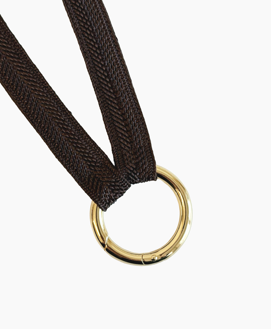 Kurzes Schlüsselband "Zahra Mini" mit vergoldetem Karabiner - Mocca