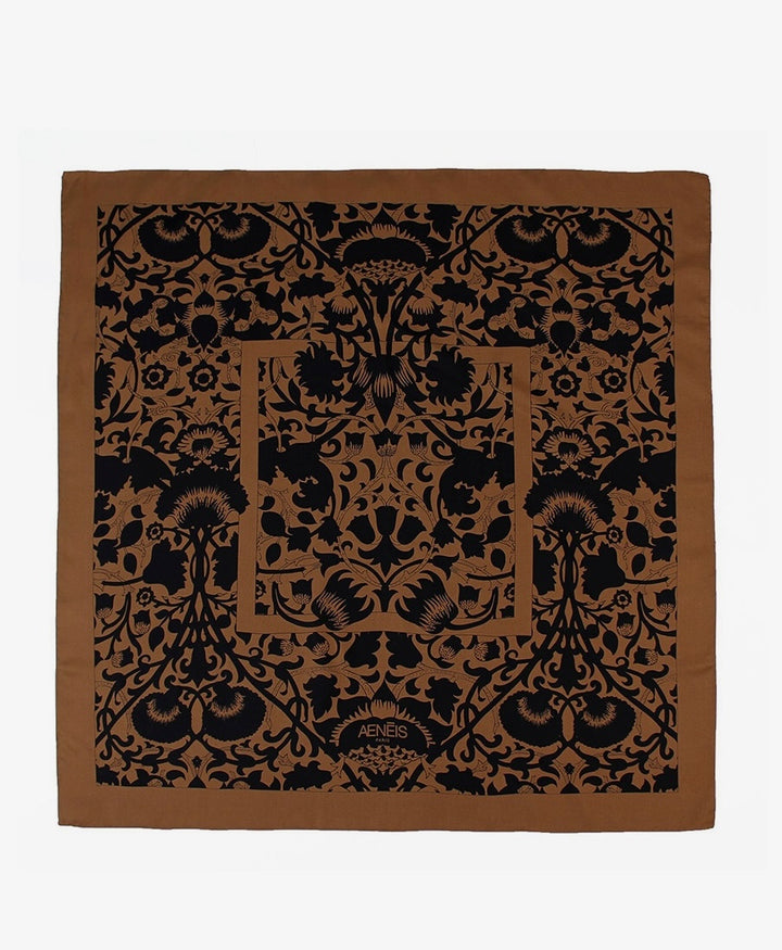 Grosses Seiden-Foulard "Mur Floral Silk Scarf" - Marron