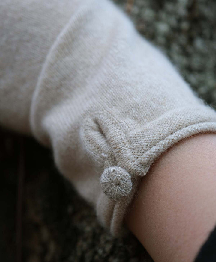 Handschuhe aus Kaschmir mit Knopf - Creme