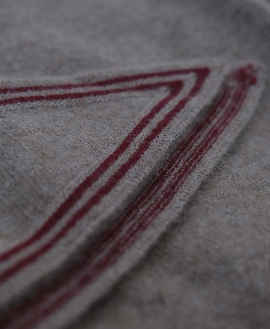 Kleiner Gestrickter Schal / Foulard aus Kaschmir - Beige / Rot