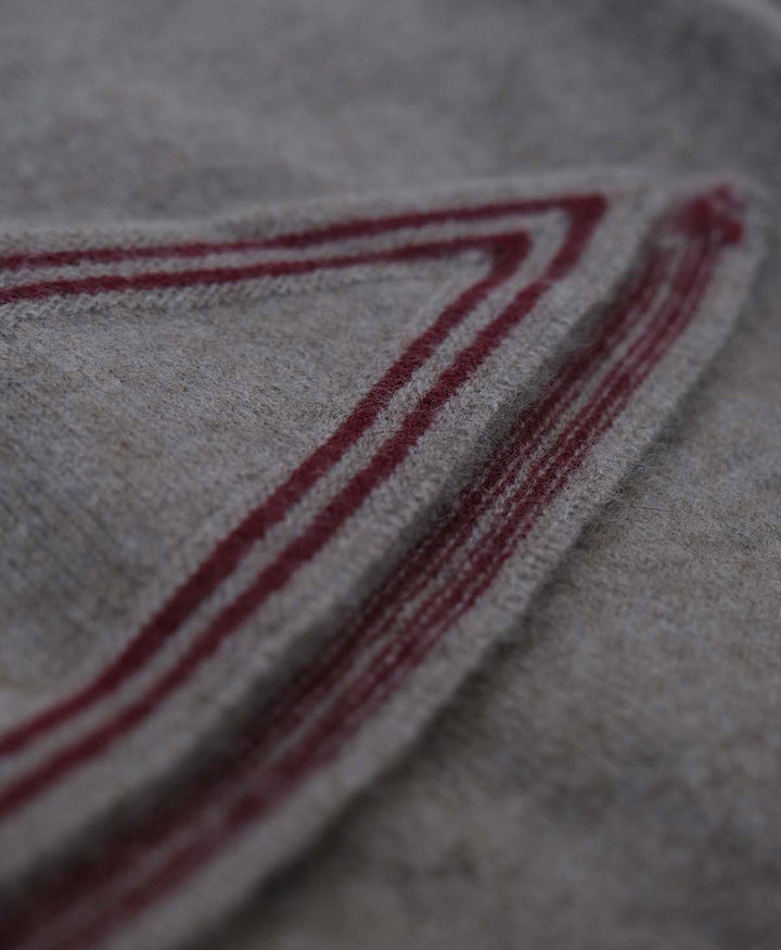 Kleiner Gestrickter Schal / Foulard aus Kaschmir - Beige / Rot
