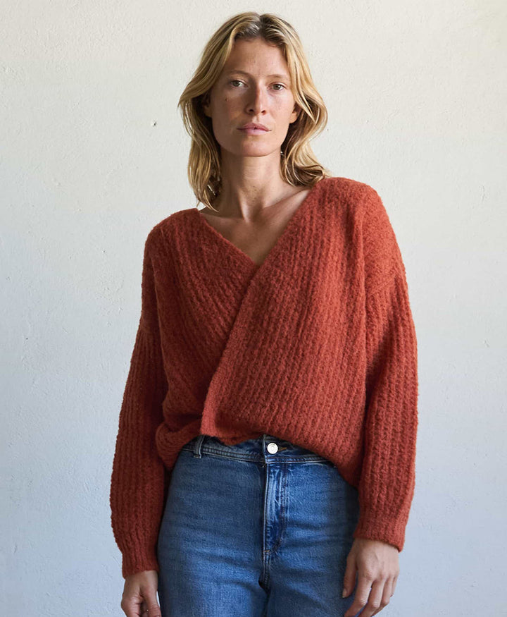 Leichter Strick-Wickelcardigan VEGA - Ochre