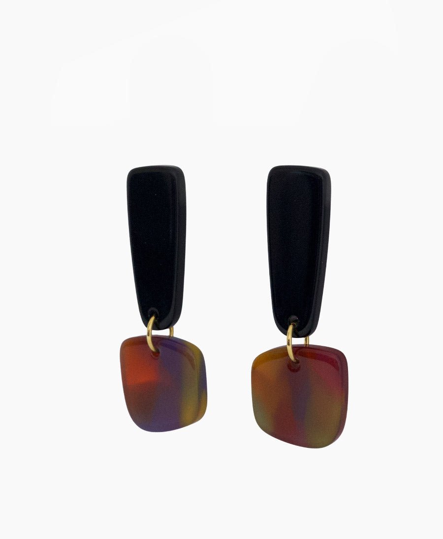 Ohrringe CECIL aus Acetat - Schwarz und Aurora - Clomes - clomes