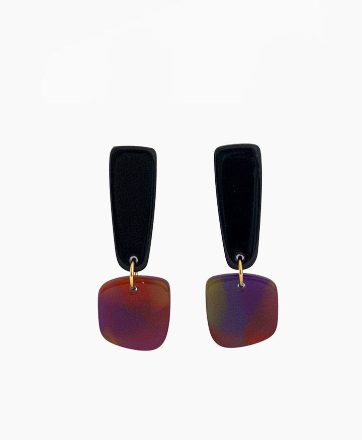 Ohrringe CECIL aus Acetat - Schwarz und Aurora - Clomes - clomes