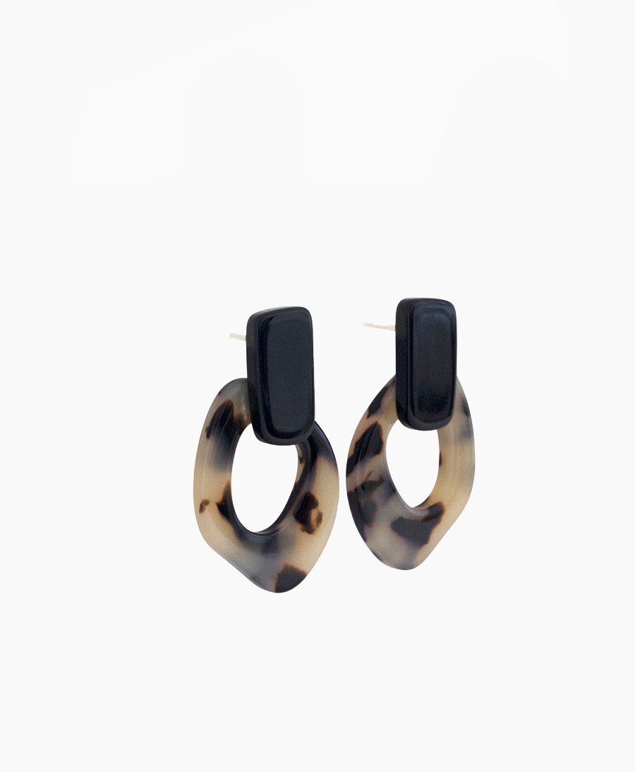 Ohrringe FIONA aus Acetat - Schwarz und Helles Tortoise - Clomes - clomes