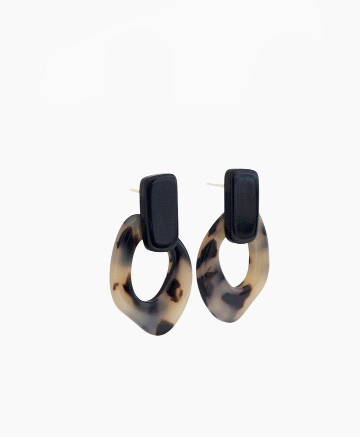 Ohrringe FIONA aus Acetat - Schwarz und Helles Tortoise - Clomes - clomes