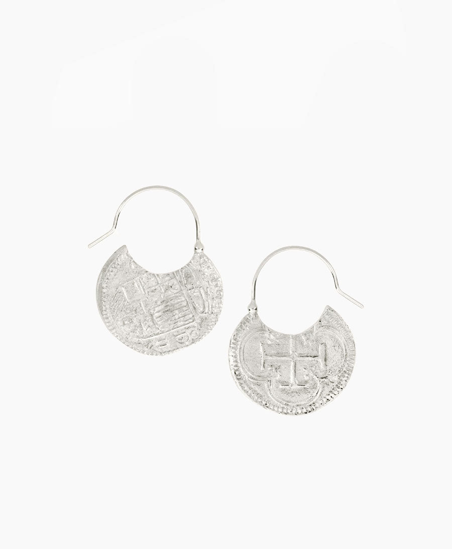 Ohrringe Silber "Tesoro Coin Hoop Earrings" - Wild Fawn - clomes
