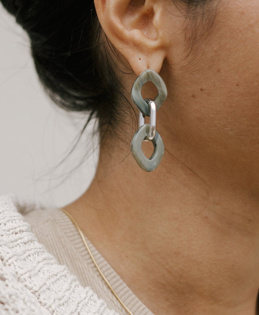 Ohrstecker EMILY - Sterling Silber & Acetat - Salbei - Clomes - clomes