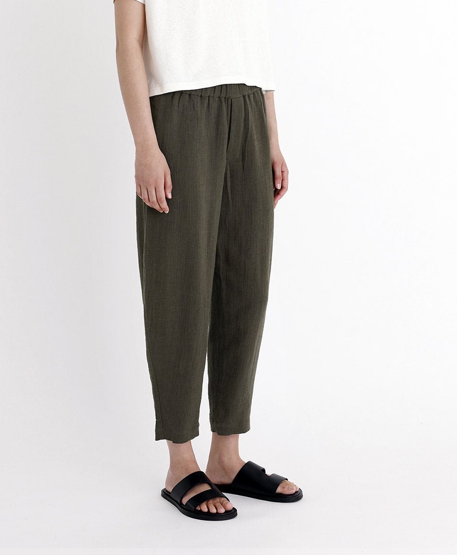 Olivgrüne Hose "Signature Elastic Pull-Up Trouser Gauze Edition" von 7115 by Szeki (M) - Secondhand - 7115 by Szeki - Clomes