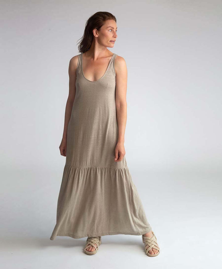 Opal Maxikleid aus Leinenjersey - Taupe - Beaumont Organic - clomes