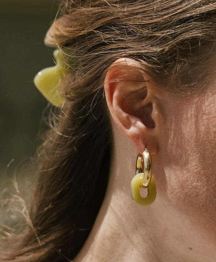 Ovale Anhänger für Creolen aus Acetat - Kiwi - Clomes - clomes